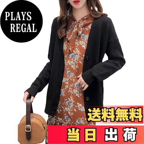 【送料無料】LIYURLTA カーディガン レディース ニット ボタン Vネック 無地 長袖 シンプル 春秋冬 カジュアル トップス LIY71 色：ブラック、サイズ：Free Size