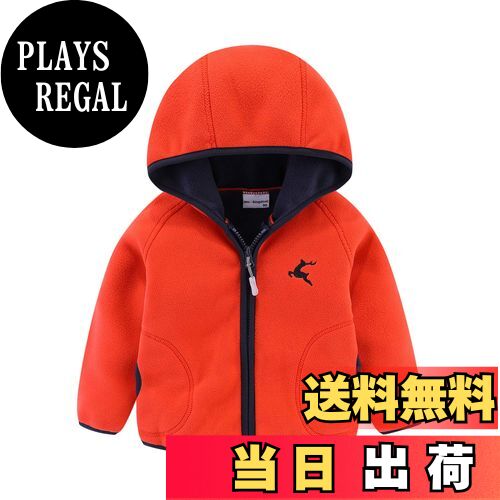 【送料無料】[LittleSpring] フリースジャケット キッズ コート 保温 防寒 ジャンパー あったか アウター 子供 ユニセックス 色：パーカー-オレンジ、サイズ：110