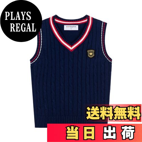 【送料無料】[LittleSpring] キッズ ニット ベスト Vネック スクールベスト 子供 男女兼用 ケーブル編..