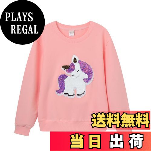 【送料無料】[LittleSpring] スパンコール トレーナー キッズ 女の子 ユニコーン おもしろ キラキラ 長..