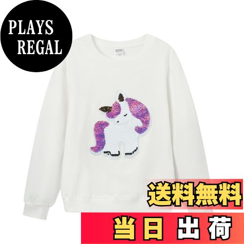 【送料無料】[LittleSpring] スパンコール トレーナー キッズ 女の子 ユニコーン おもしろ キラキラ 長..