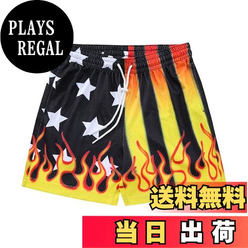 【送料無料】[KULIXI] ショートパンツ バスパン メンズ バスケットボールパンツ トレーニング ハーフパンツ スポーツ ジムウェア フィットネス ポケット付き カジュアル 短パンツ メッシュ 速乾 通気 DK-5548 色：5543 ブラックイエロー、サイズ：L