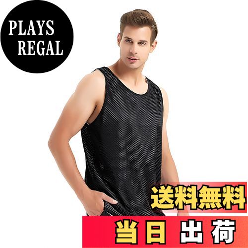 【送料無料】TopTie タンクトップ メンズ トレーニングウェア Uネック ノースリーブ 吸汗速乾 通気 軽量 両面網状 ランニング 筋トレ 運動 大きいサイズ 色：ブラック/ホワイト、サイズ：L