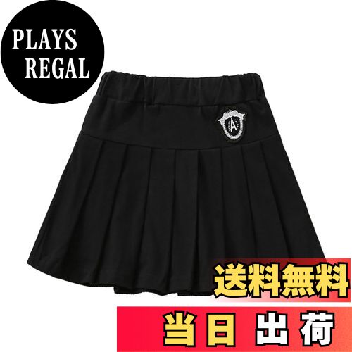 【送料無料】[HOLRAFAN] 子供服 プリーツスカート ガールズ ミニスカート 無地 インナーパンツ付き スポーツ服 Aライン ボトムス カジュアル 女の子 可愛い 学生 通園 通学 発表会 お洒落 カジュアル 色：ブラック、サイズ：170