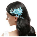 【送料無料】FASELE 花びら フラワー ヘアークリップ ダックビルクリップ 前髪 ヘアアレンジ 花嫁 ブライダル 髪飾り 髪留め 発表会 ヘアアクセサリー 結婚式 パーティー 入学式 卒業式 色:ブルー