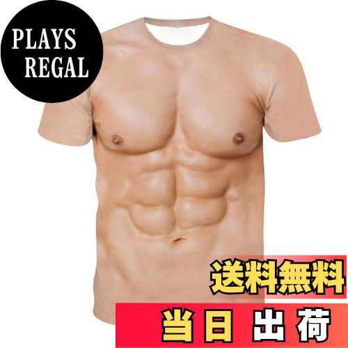 楽天PLAYS REGAL【送料無料】[Zleufirty] 筋肉tシャツ タトゥー 3Dプリント メンズ Tシャツ 半袖 おもしろtシャツシ マッチョtシャツ ストリート系 春夏秋服 色：筋肉、サイズ：S