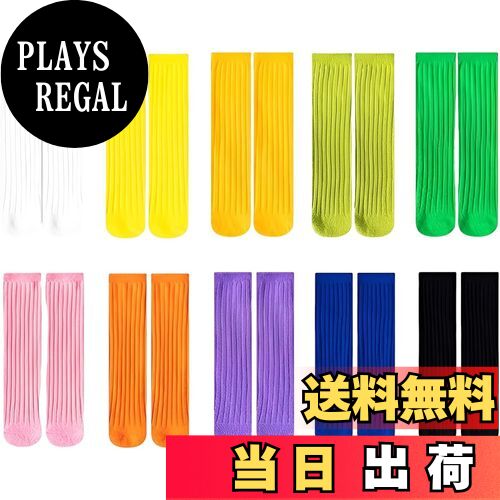 【送料無料】[ZGKULAEAOW] 3足セット ネオンカラー キッズソックス クルー丈 子供靴下 のびのびルーズソックス リブ編み ハイソックス 30cm かかとなし 運動会 蛍光色 ダンス カラフル 色：金茶＆オレンジ＆緑、サイズ：Free Size