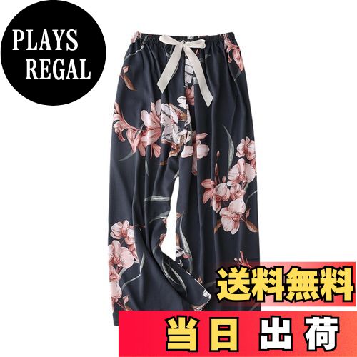 【送料無料】[YunXiozy Star] ワイドパンツ レディース ルームパンツ 薄手 綿 ルームウェア ロングパンツ パジャマボトムス ラウンジウェア ズボン 春 秋 夏 チェック柄 無地柔らか 快適な ウエストゴム パジャマ 4色 色：ブルー、サイズ：Free Size