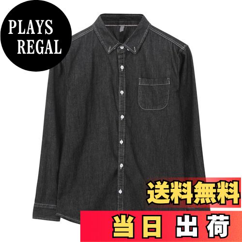 【送料無料】[YUNCLOS] デニムシャツ メンズ シャツ 半袖カジュアル ダンガリー 無地 シャツ 色：ブラック、サイズ：XL