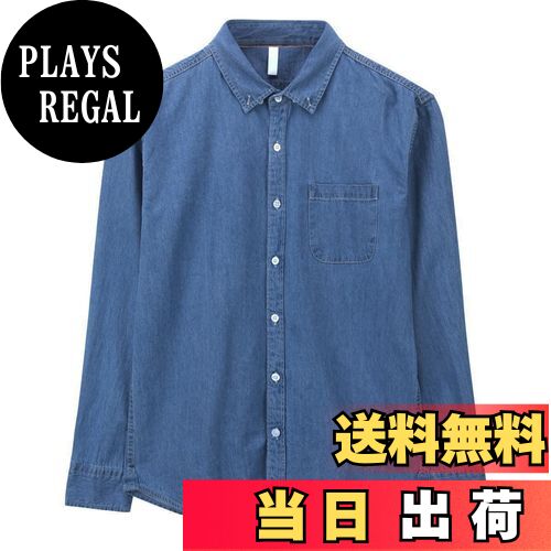 【送料無料】[YUNCLOS] デニムシャツ メンズ シャツ 半袖カジュアル ダンガリー 無地 シャツ 色：ダックブルー、サイズ：XL