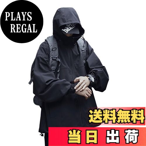 【送料無料】[WULFUL] マウンテンパーカー メンズ ウインドブレーカー 撥水 防風 マウンテンジャケット アウター 軽量 秋服 大きいサイズ 上着 秋冬 防寒着 アウトドア ジャンパー オシャレ アノラックパーカー 大きいサイズ 色：ブラック、サイズ：M