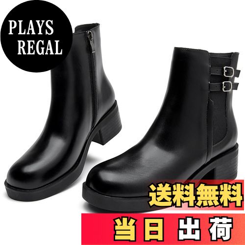 【送料無料】[WUIWUIYU] 厚底ブーツ レディース ショートブーツ 4.5cmスクエアヒール サイドゴア ジッ..