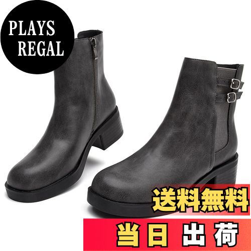 【送料無料】[WUIWUIYU] 厚底ブーツ レディース ショートブーツ 4.5cmスクエアヒール サイドゴア ジッ..