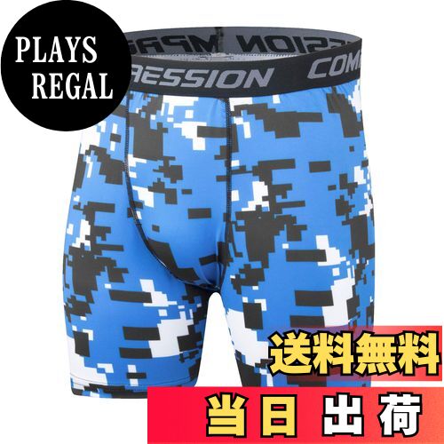 【送料無料】メンズ コンプレッションショーツ ハーフタイツ アンダーパンツ スパッツ ショーツ 吸汗速乾 UVカット 色：ブルー1、サイズ：2XL