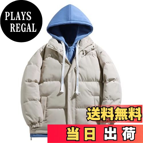 【送料無料】[Wisdom Leaves] ダウンジャケット メンズ 冬服 中綿コート 中綿ジャケット 無地 厚手 防寒 防風 暖か 大きいサイズ ダウンコート 通勤 通学 登山 アウトドア 男女兼用 アウター 色：ブルー、サイズ：L