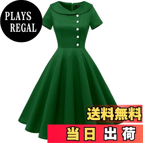 【送料無料】[Wedtrend] 50年代 レトロワンピース ロカビリー 半袖ワンピース パーティー ドレス お呼ばれ 結婚式 二次会 発表会 大きいサイズ WTP20007 色：A-アーミーグリーン、サイズ：L