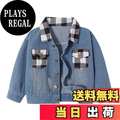 【送料無料】[Volunboy] デニム ジャケット キッズ 子供 ジャンパー コート アウター 長袖 カジュアル 男女兼用 秋 冬 春 100-140cm 色：ブラック(切り替え)、サイズ：140