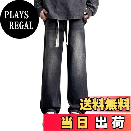 【送料無料】[VICALLED] ジーンズ メンズ ワイド デニムパンツ ゆったり 調整紐 ジーパン 大きいサイズ..