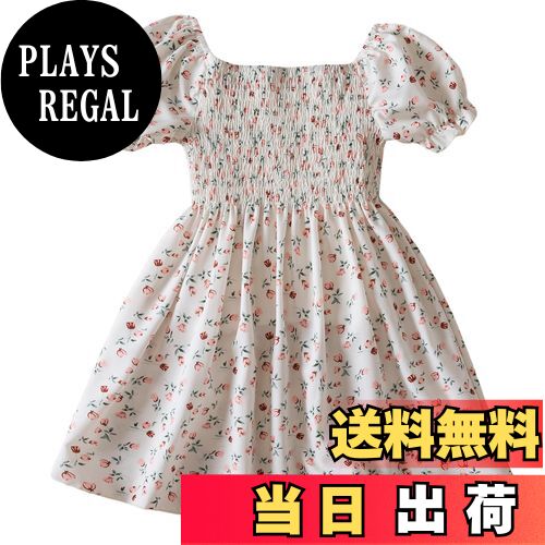 【送料無料】[Maeau] 子供服 キッズ服 ワンピース 女の子 ベビー パフスリーブ 半袖 花柄 可愛い ガールズ ドレス お出かけ フォーマル プリンセス お洒落 入園式 卒園式 色：#01、サイズ：3 Years