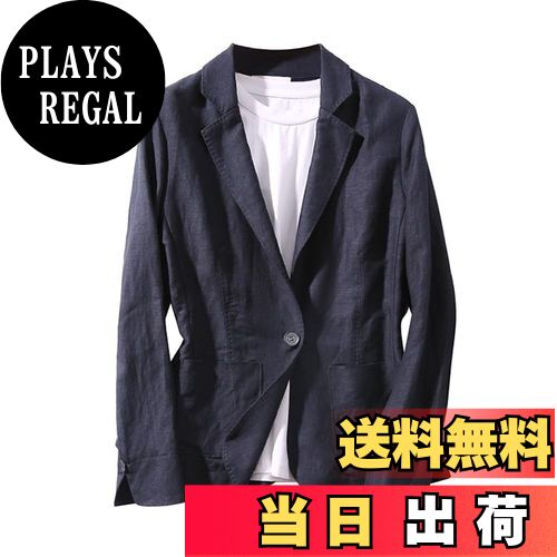【送料無料】[ANMIDA] アンミダ テーラードジャケット レディース 麻 ジャケット 春夏秋 通勤 薄手 ビジネス サマージャケット スーツジャケット フォーマル 色：ネイビー、サイズ：L Regular