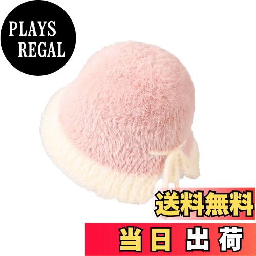 【送料無料】[Karsaer] ハット 帽子 レディース ふわふわ 暖かい 秋冬 スリット リボン 柔らかい すっぴん 小顔効果 クローシュ バケハ ふんわり かわいい バケットハットG0150 色：ピンク、サイズ：56.0-58.0 cm