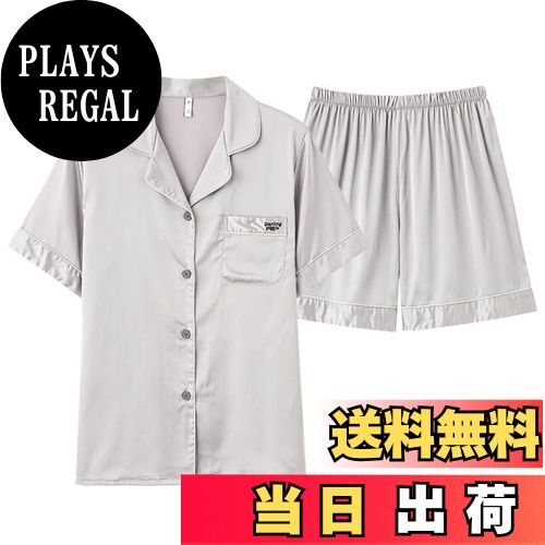【送料無料】[PHOLEEY] レディース 夏用 上下セット パジャマ 半袖 Tシャツとショートパンツ 通気性が良く、柔らかく着心地が良く、汗を吸い取りやすい可愛い室内着セット 色：GL、サイズ：XL