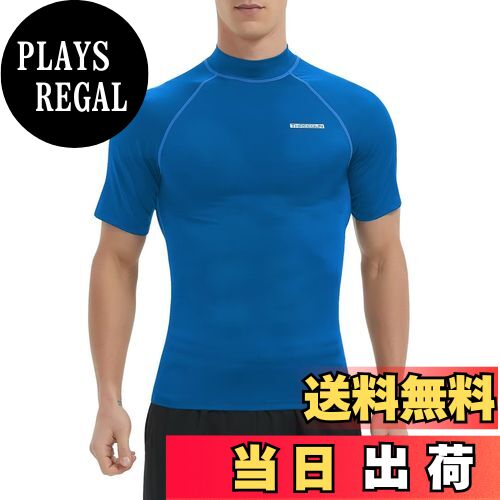 【送料無料】[THREEGUN] ラッシュガード メンズ 半袖 ハイネック 水着 スイムウェア 水陸両用 コンプレ..