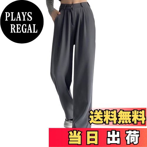 【送料無料】[THREEGUN] ワイドパンツ レディース ゆったり スラックス 秋服 オフィスカジュアル ボトムス ズボン パンツ カジュアルパンツ ロングパンツ 美脚パンツ 色：グレー、サイズ：2XL