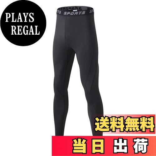 【送料無料】[THREEGUN] スポーツタイツ メンズ コンプレッション ロング レギンス + ショート スパッツ ランニングウェア アンダー 下着 速乾 冷感 加圧 トレーニングウェア 色：ブラック-黒線D009(1枚)、サイズ：S