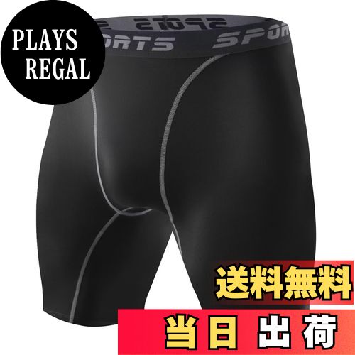 【送料無料】[THREEGUN] コンプレッションショーツ メンズ スポーツ ショート タイツ 着圧パンツ スパッツ パワーストレッチ ランニング アンダーパンツ 冷感 通気 吸湿 速乾 色：ブラック、サイズ：XL
