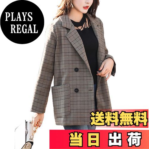 【送料無料】[TASOGARA] テーラードジャケット レディース グレンチェック 薄手 秋 春 アウター ミドル丈 チェック柄 おしゃれ ゆったり 大きいサイズ 色：チェック、サイズ：XL