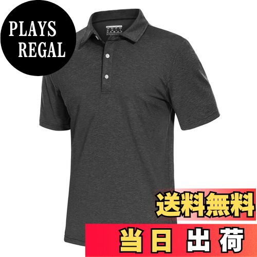 【送料無料】[TACVASEN] ポロシャツ メンズ 半袖 吸汗速乾 通気性 ゴルフウェア ストレッチ ボタン付 通勤 ランニング 襟付き 無地 スポーツ カジュアル ポリエステル 色：グレー、サイズ：XL