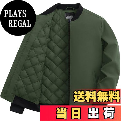【送料無料】[TACVASEN] ジャケット メンズ 冬 バイクジャケット 作業着 防寒 ブルゾン パイロット ジャンパー 登山 中綿入れ カジュアル 秋物 軽量 防風 アウター 色：ミリタリーグリーン、サイズ：XL
