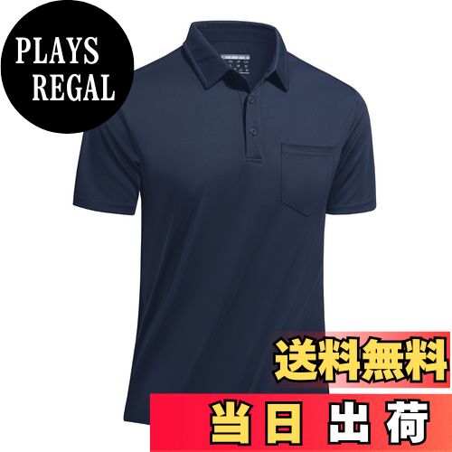 【送料無料】[TACVASEN] ポロシャツ 半袖 メンズ 定番 スポーツ カジュアルウェア ランニング tシャツ トップス ゴルフ 無地 シンプル 春夏秋冬 吸汗速乾 色：ネイビー、サイズ：XL