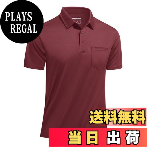 【送料無料】[TACVASEN] ポロシャツ 半袖 メンズ 定番 スポーツ カジュアルウェア ランニング tシャツ トップス ゴルフ 無地 シンプル 春夏秋冬 吸汗速乾 色：ワインレッド、サイズ：M