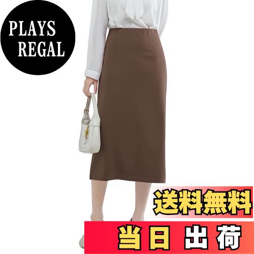 【送料無料】[syvent] レディース 大きいサイズ タイトスカート 春 秋 カラー オフィス ミモレ丈 ストレッチ スリット ウエストゴム スーツ ひざ丈 無地 OL ペンシルスカート 色：カーキ、サイズ：L