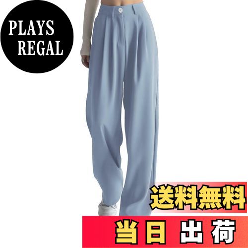 【送料無料】[THREEGUN] ワイドパンツ レディース ゆったり スラックス 秋服 オフィスカジュアル ボトムス ズボン パンツ カジュアルパンツ ロングパンツ 美脚パンツ 色：ブルー、サイズ：S