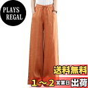 【送料無料】レディース ワイドパンツ 大きいサイズ ゆったり 綿麻 パンツ 無地 ガウチョパンツ 16色 ウエストゴム ボトムス 色:オレンジ、サイズ:M