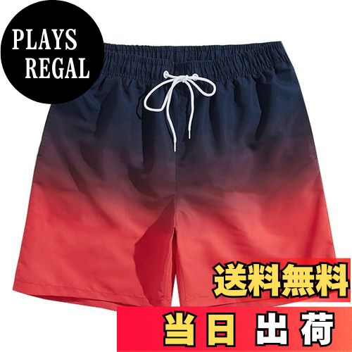 【送料無料】[SUNDAY ROSE] 水着 メンズ 海水パンツ サーフパンツ インナー付き 通気 速乾 ボードショーツ ショートパンツ 男性 夏 短パン スポーツ 大きいサイズ 色：ダークブルーレッド、サイズ：3L