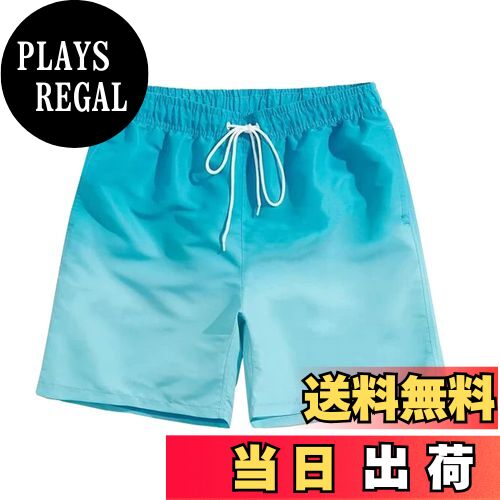 【送料無料】[SUNDAY ROSE] 水着 メンズ 海水パンツ サーフパンツ インナー付き 通気 速乾 ボードショーツ ショートパンツ 男性 夏 短パン スポーツ 大きいサイズ 色：アクアブルー、サイズ：2XL