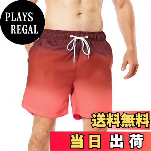 【送料無料】[SUNDAY ROSE] 水着 メンズ 海水パンツ サーフパンツ インナー付き 通気 速乾 ボードショーツ ショートパンツ 男性 夏 短パン スポーツ 大きいサイズ 色：ダークレッド、サイズ：3L