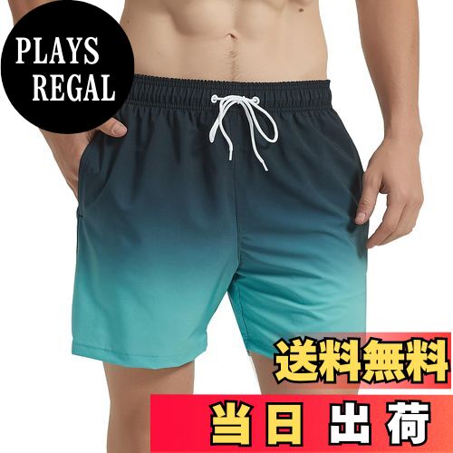 【送料無料】[SUNDAY ROSE] 水着 メンズ 海水パンツ サーフパンツ インナー付き 通気 速乾 ボードショーツ ショートパンツ 男性 夏 短パン スポーツ 大きいサイズ 色：ブラックブルー、サイズ：L