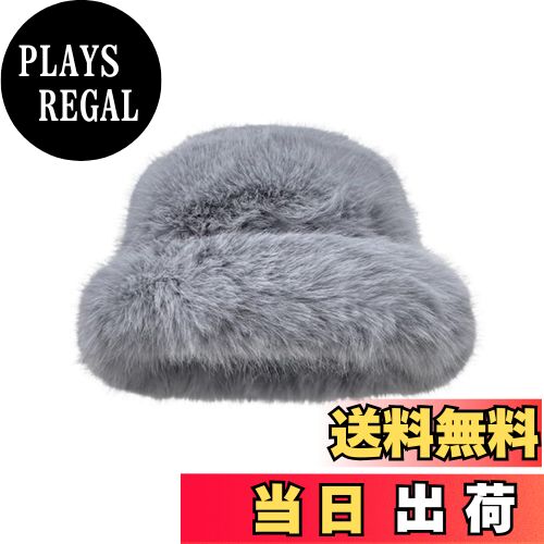 【送料無料】[RUNQIU] バケットハット フェイクファー ふわふわ 帽子 レディース 可愛い おしゃれ 秋 冬 暖かい あったか バケハ 色：ライトグレー、サイズ：56.0-58.0 cm