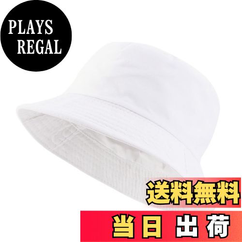 【送料無料】[RUNQIU] リバーシブル バケットハット レディース メンズ 夏 太陽 ビーチ 釣りキャップ 深め バケット 大きいサイズ 色：ホワイト、サイズ：58.0-60.0 cm