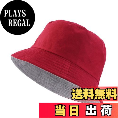 【送料無料】[RUNQIU] リバーシブル バケットハット レディース メンズ 夏 太陽 ビーチ 釣りキャップ 深め バケット 大きいサイズ 色：ワインレッド、サイズ：58.0-60.0 cm
