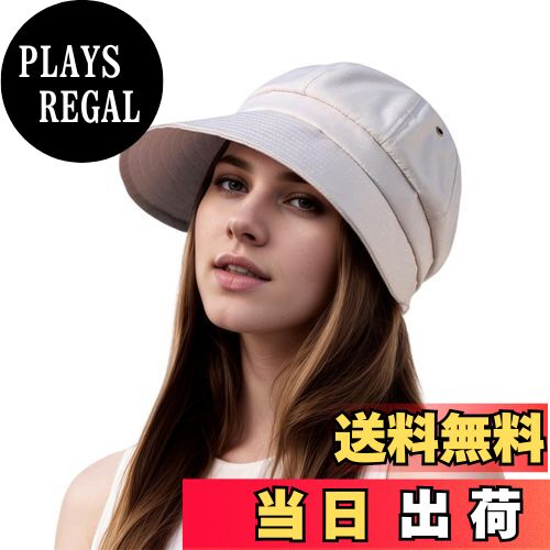 【送料無料】[RUNQIU] キャップ レディース 春 夏 小顔効果 日除け UVカット通気 調節可能 おしゃれ 大きいサイズ レディース 紫外線カット 日よけ ゴルフ 通勤通学 旅行 帽子 八角帽 ベレー帽 色：ベージュ、サイズ：55.0-60.0 cm