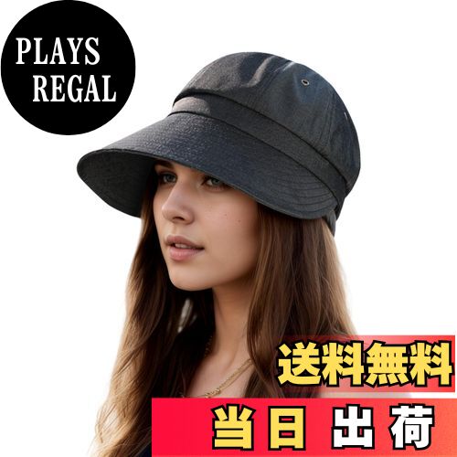 【送料無料】[RUNQIU] キャップ レディース 春 夏 小顔効果 日除け UVカット通気 調節可能 おしゃれ 大きいサイズ レディース 紫外線カット 日よけ ゴルフ 通勤通学 旅行 帽子 八角帽 ベレー帽 色：ブラック、サイズ：55.0-60.0 cm