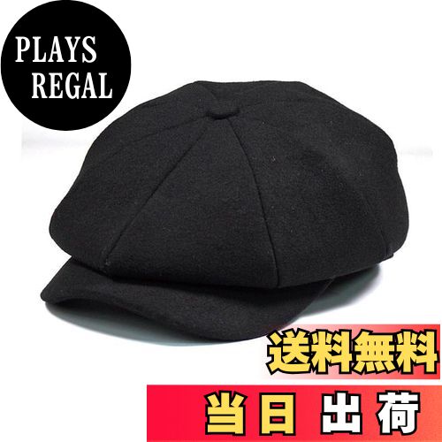 【送料無料】[RUNQIU] ウール ハンチング帽子 カジュアル 登山 釣り おしゃれ 秋冬 カジュアル アウトドア 男性ベレー帽 小顔効果 レディース 八角形の帽子 ドライバーフラットキャップ 色：ブラック、サイズ：55.0-59.0 cm