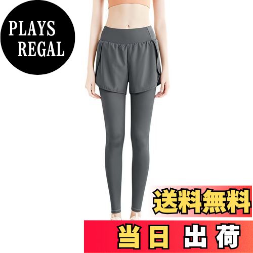 【送料無料】[Rovidorx] ヨガパンツ ランニングパンツ レディース ヨガウェア ピラティスウェア スポーツウェア トレーニングウェア ランニングウェア レギンス ジムウェア フィットネスウェア 美脚 速乾 色：グレー、サイズ：L