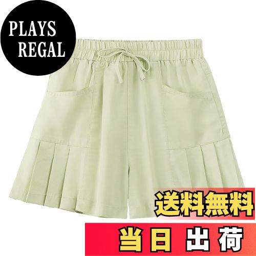 【送料無料】[Rolanko] キッズ ショートパンツ 女の子 短パン プリーツ ビーチパンツ ガールズ 夏服 柔らかい 通気性 伸縮性 ランニング(120-160) 色：グリーン(プリーツ)、サイズ：130